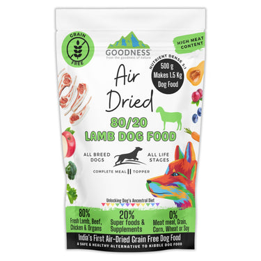 80/20 Lamb Air Dried Dog Food - Grain Free, Natural, High Protein & Fat, All Breeds & All Life Stages